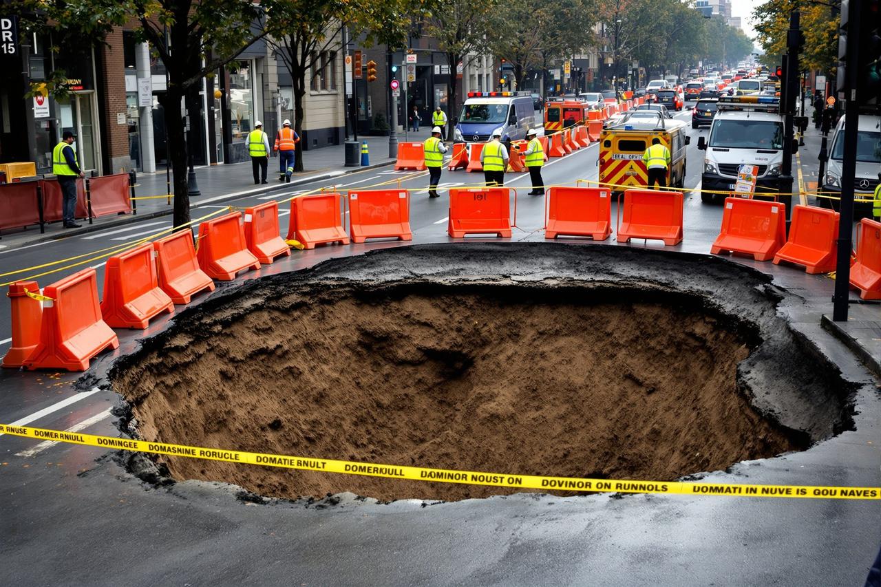某城市地铁施工现场发生地面塌陷，多辆汽车陷入坑中，相关部门紧急启动应急预案
